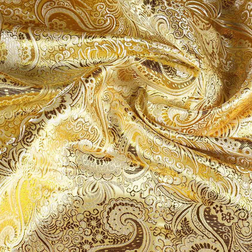 Jacquard paisley fabric ecru gold