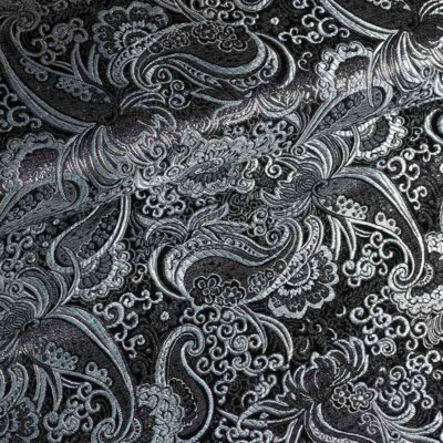 Jacquard paisley fabric black with silver