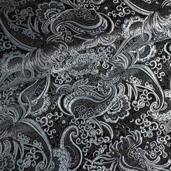 Jacquard paisley fabric black with silver