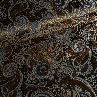 Jacquard paisley fabric black with gold