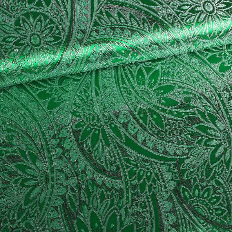 Jacquard fantasy flower fabric green silver