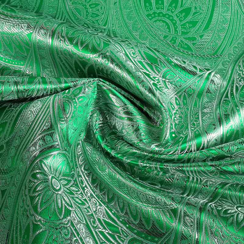 Jacquard fantasy flower fabric green silver