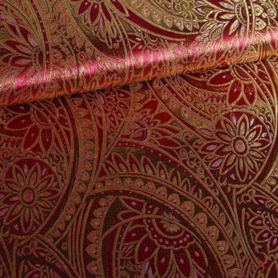 Jacquard fabric red with gold lurex