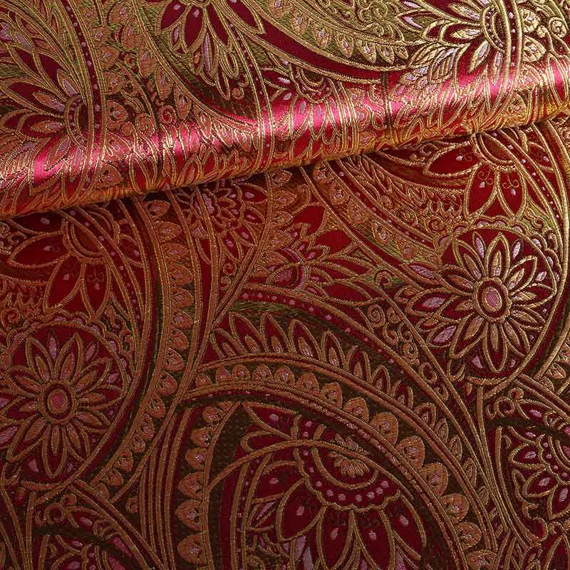 Jacquard fabric red with gold lurex