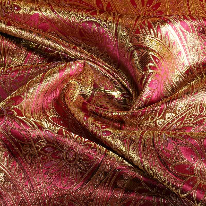 Jacquard fabric red with gold lurex