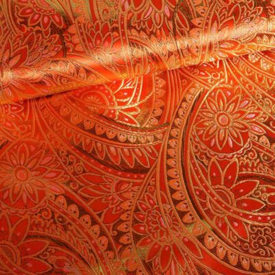 Jacquard fantasy flower orange gold