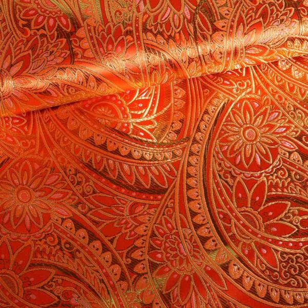 Jacquard fantasy flower orange gold
