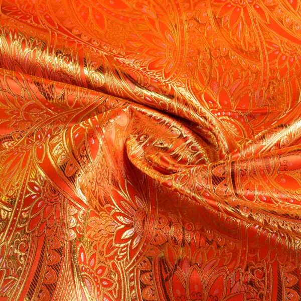 Jacquard fantasy flower orange gold