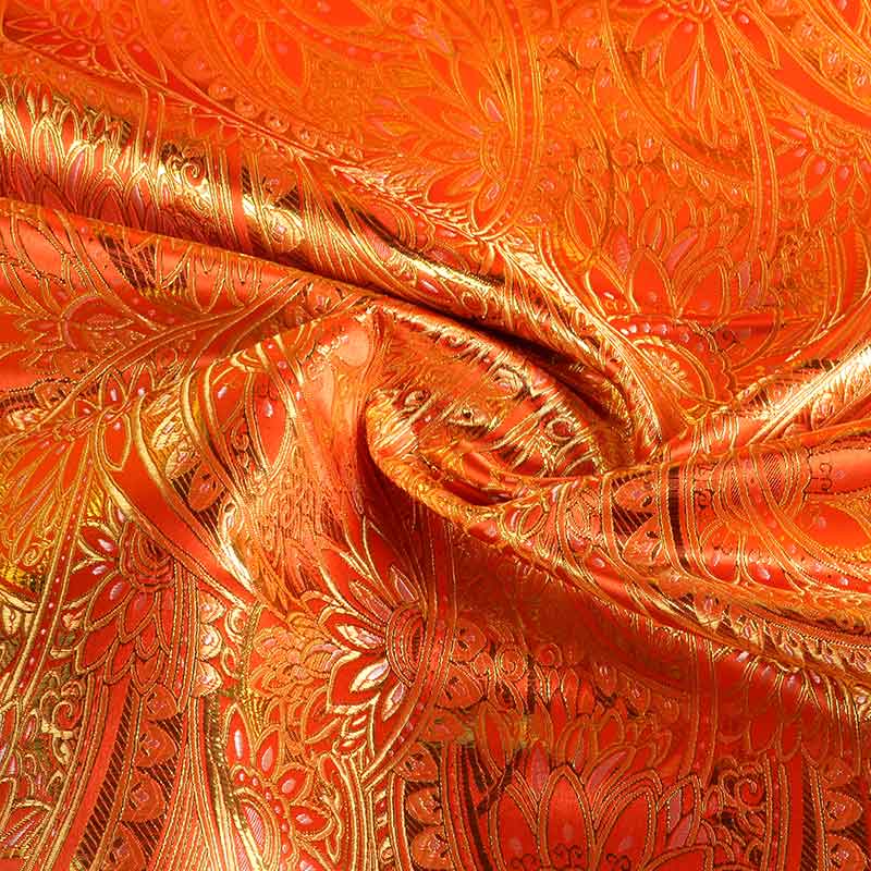 Jacquard fantasy flower orange gold