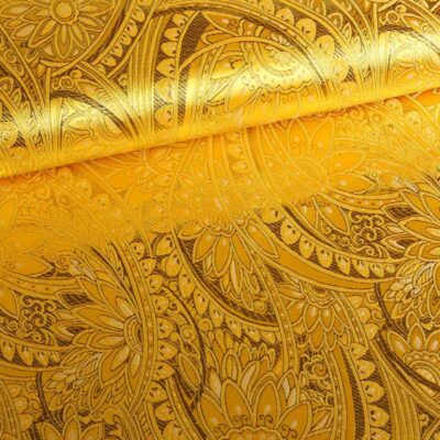 Jacquard fantasy flower ochre yellow gold