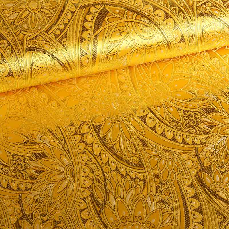 Jacquard fantasy flower ochre yellow gold
