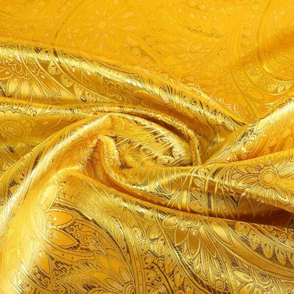 Jacquard fantasy flower ochre yellow gold