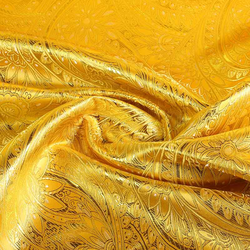 Jacquard fantasy flower ochre yellow gold