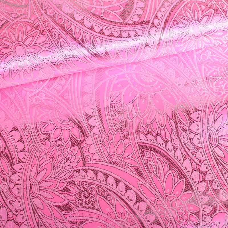 Jacquard fabric flower pink with silver lurex
