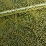 Jacquard fantasie bloem licht olijf goud