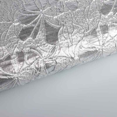 Jacquard fabric flower tone-in-tone lurex silver