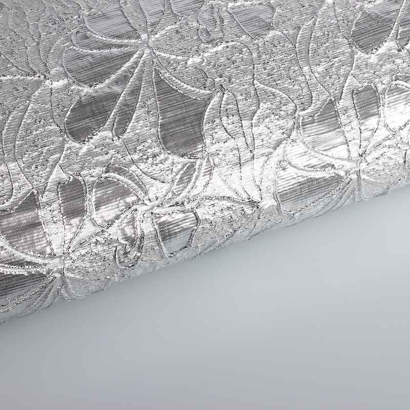Jacquard fabric flower tone-in-tone lurex silver
