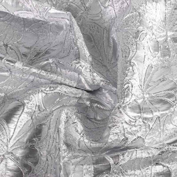 Jacquard fabric flower tone-in-tone lurex silver