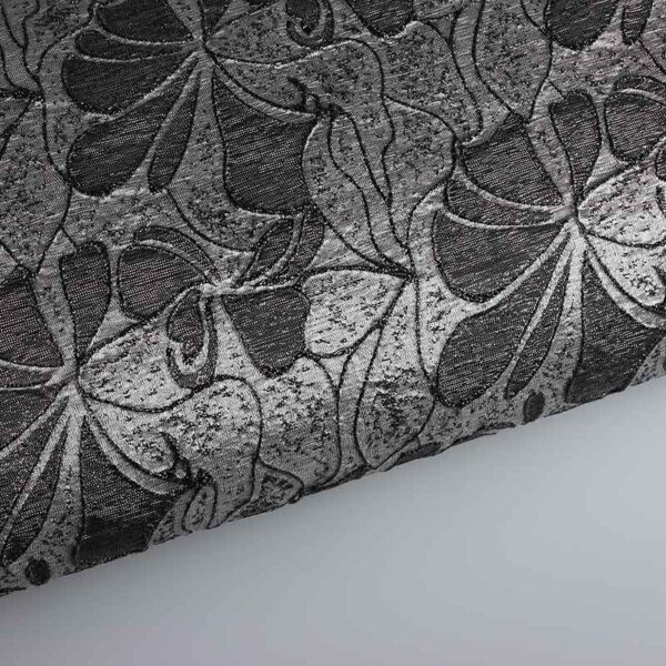 Jacquard fabric flower tone in tone lurex black