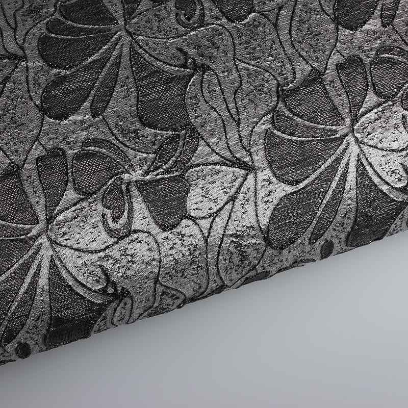 Jacquard fabric flower tone in tone lurex black