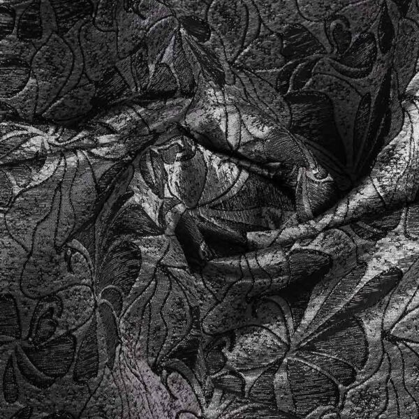 Jacquard fabric flower tone in tone lurex black