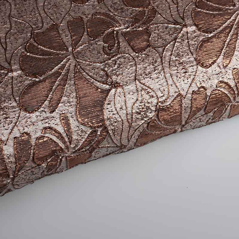 Jacquard flower fabric tone-in-tone Lurex brown