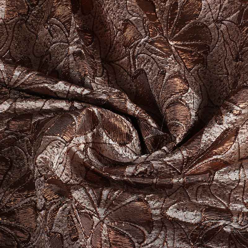 Jacquard flower fabric tone-in-tone Lurex brown