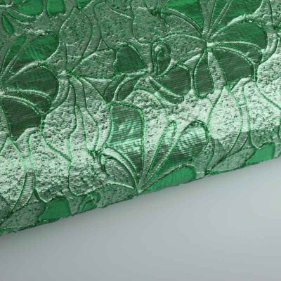 Jacquard fabric flower tone in tone green with lurex