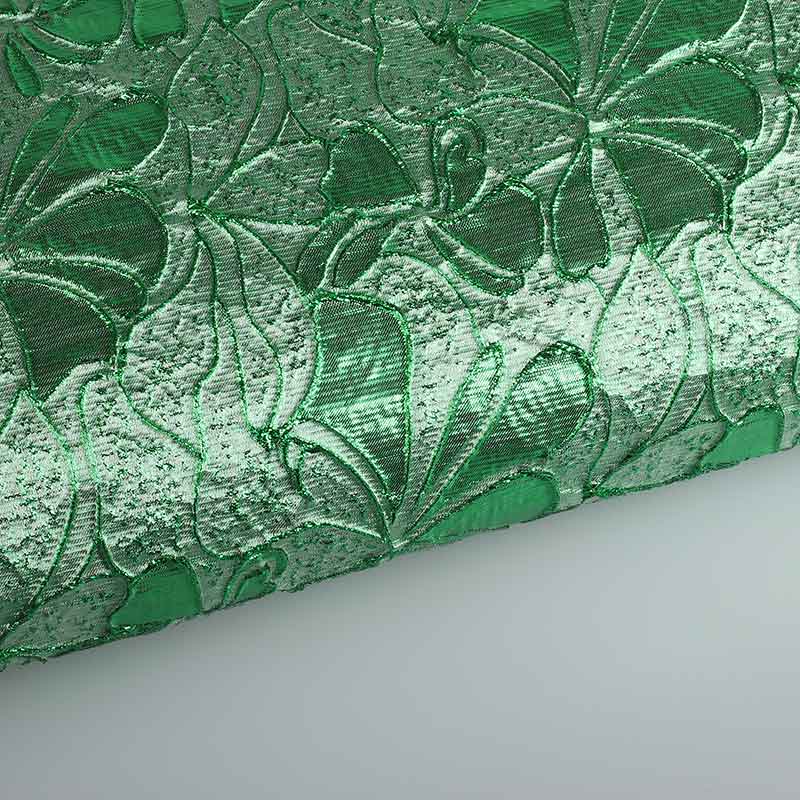 Jacquard fabric flower tone in tone green with lurex