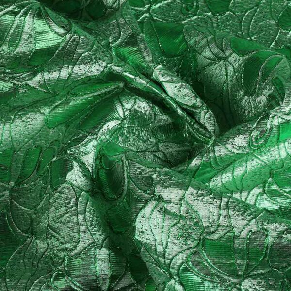 Jacquard fabric flower tone in tone green with lurex