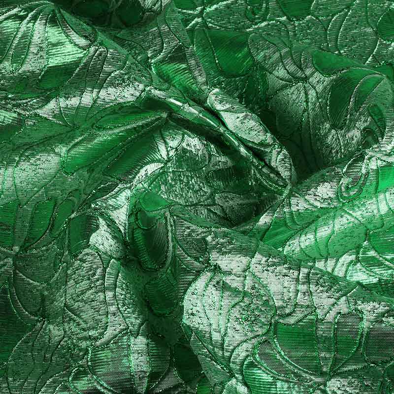 Jacquard fabric flower tone in tone green with lurex