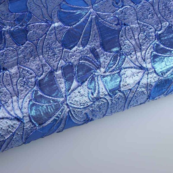 Jacquard fabric flower tone in tone lurex cobalt
