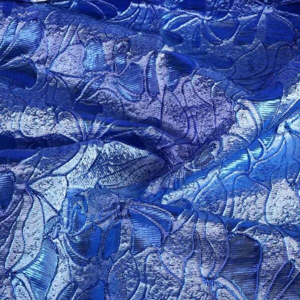 Jacquard fabric flower tone in tone lurex cobalt