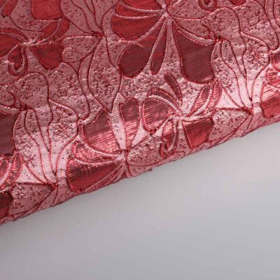 Jacquard fabric flower tone in tone lurex red