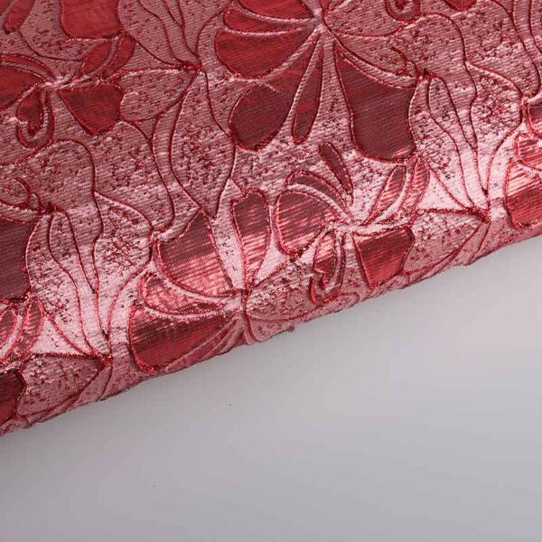 Jacquard fabric flower tone in tone lurex red