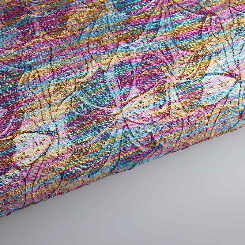 Jacquard fabric flower multicolor with lurex