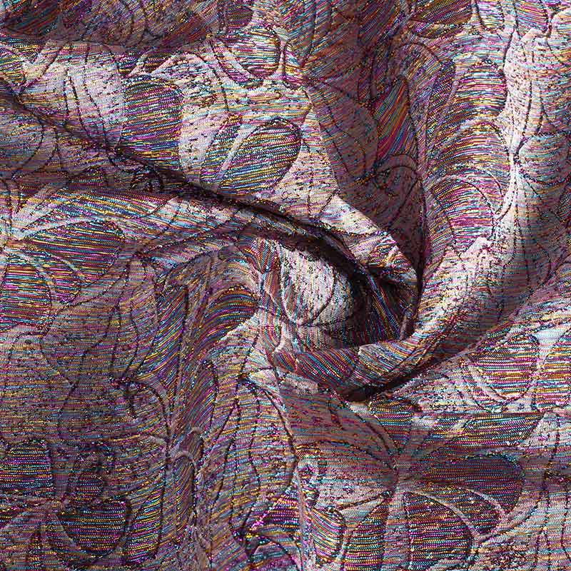 Jacquard fabric flower multicolor with lurex