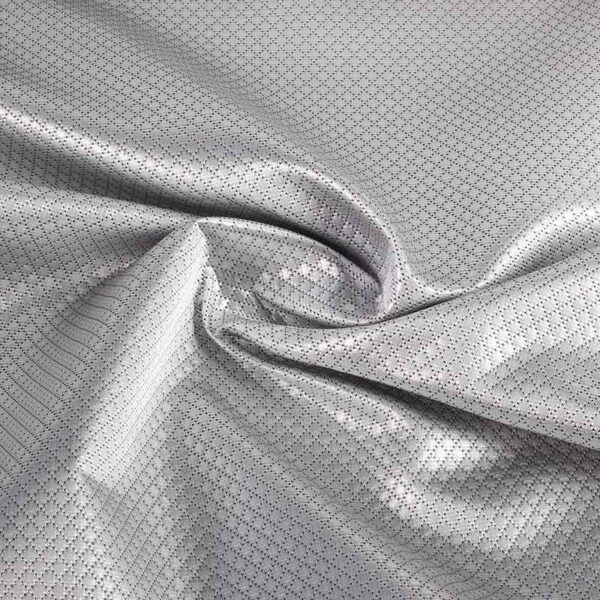 Jacquard mini check fabric metallic silver