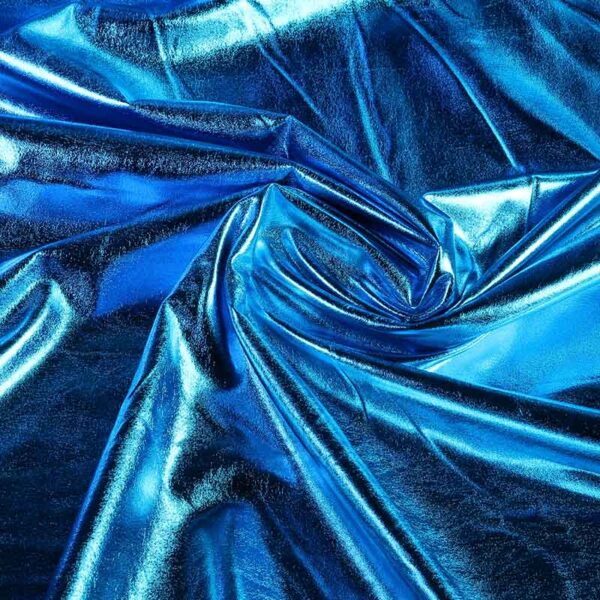 Stretch lamé fabric aqua