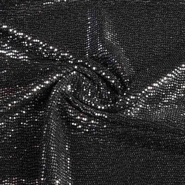 Stretch fabric glitter spot silver
