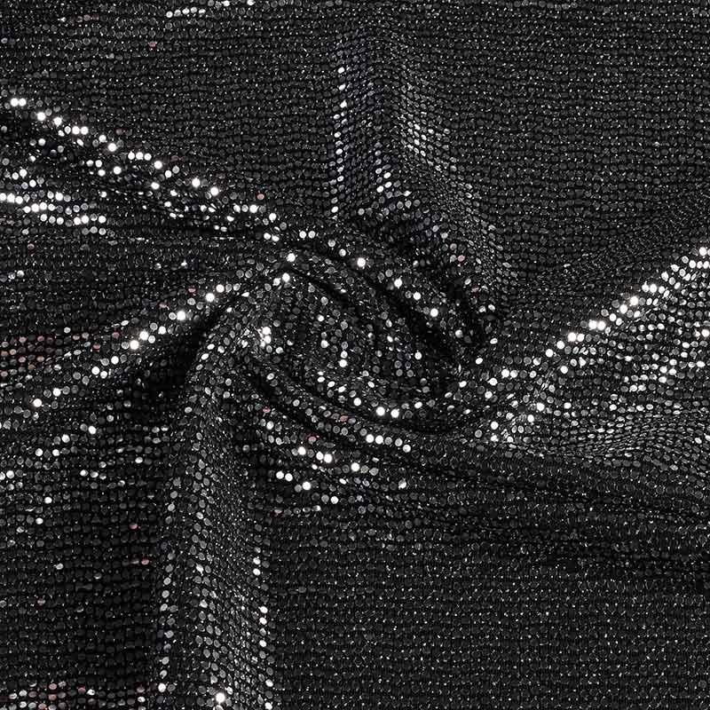 Stretch fabric glitter spot silver