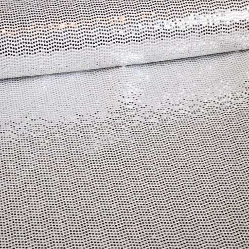 Stretch fabric glitter spot white/silver
