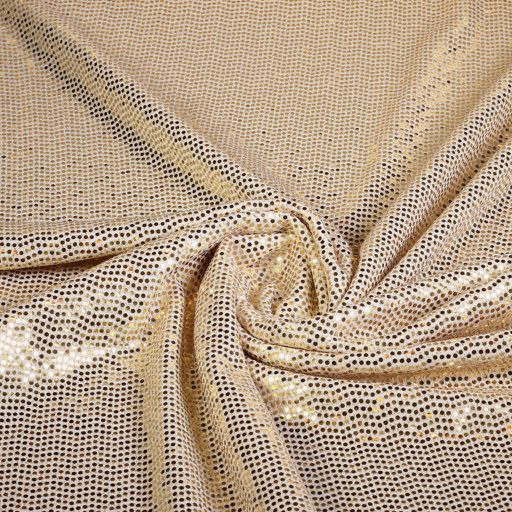 Stretch fabric glitter spot white/gold