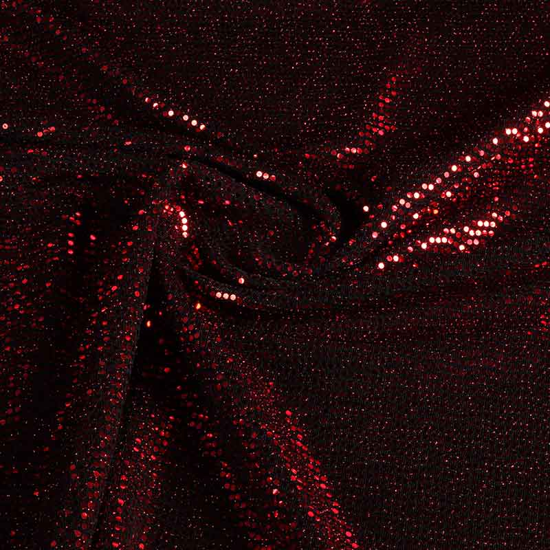 Stretch fabric glitter polka dot red