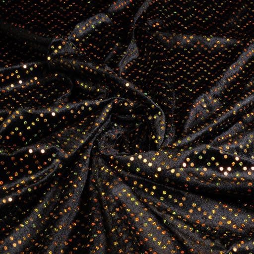 Panne velvet fabric black gold