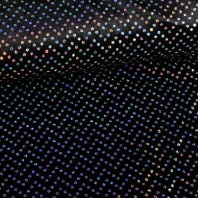 Velours de panne fabric black silver hologram sequins