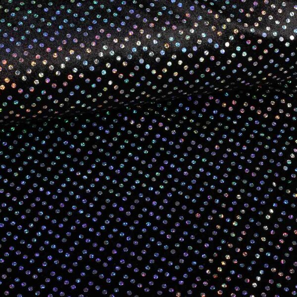Velours de panne fabric black silver hologram sequins