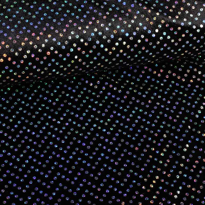 Velours de panne fabric black silver hologram sequins
