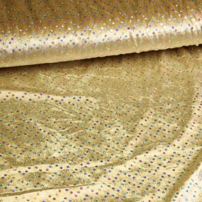 Velours de Panne gold with silver hologram sequins