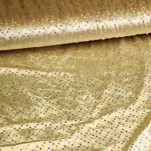 Velours de Panne gold with silver hologram sequins
